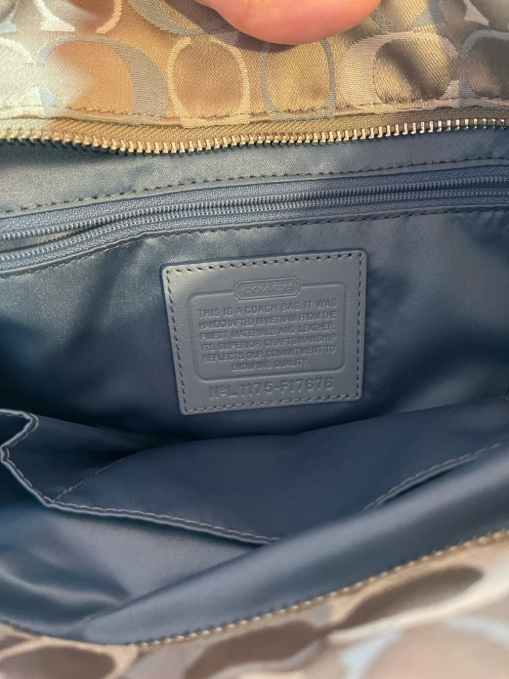 Coach F17676 Gallery East West Blue multi tote. Good condition. - Picture 8 of 13